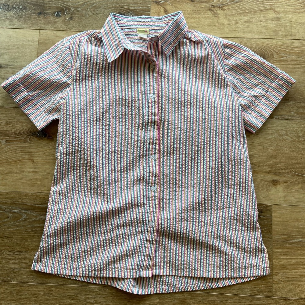 Seersucker Multi-Color Striped Button Down